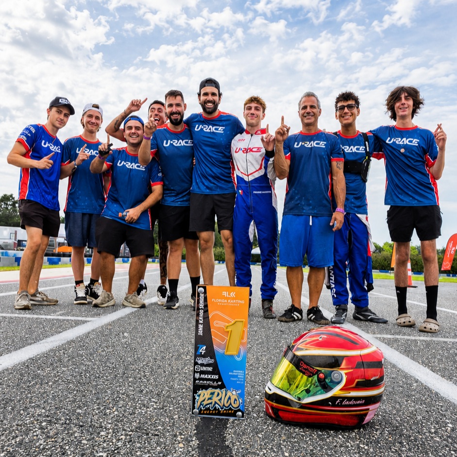 URACE team with the trophy after Frankie Iadevaia's P1 in Bushnell, Florida